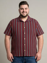 Men Plus Size Winewave Multi Striped Shirts