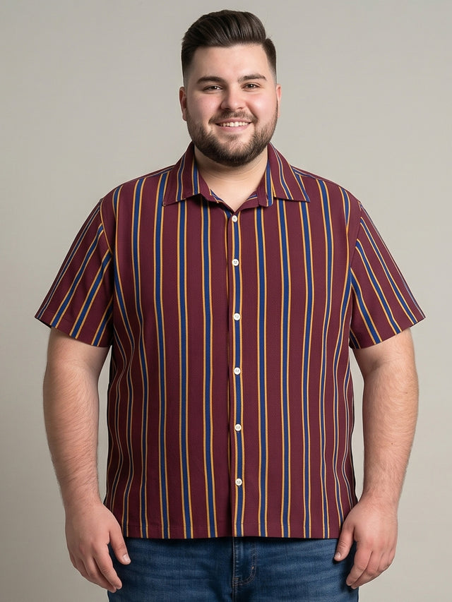 Men Plus Size Winewave Multi Striped Shirts