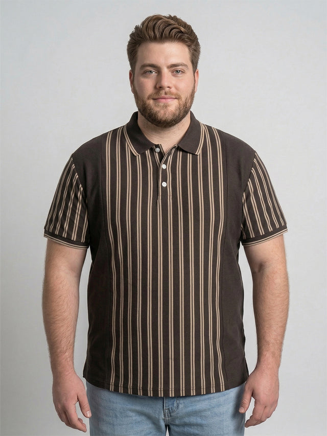 Men Plus Size Pitcher Multi Striped Polo