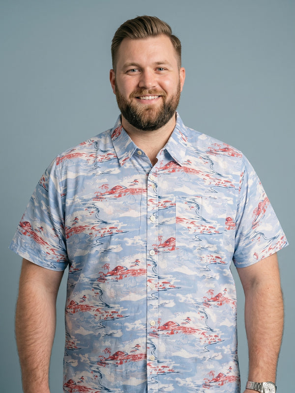 Men Plus Size Windscape Multi Printed Shirts