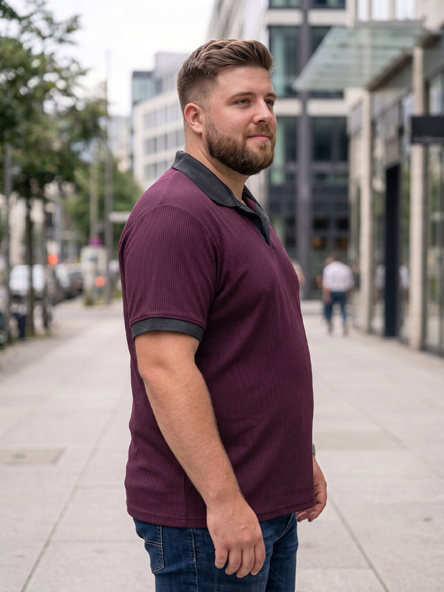 Men Plus Size Zorathn Wine textured Polo Tshirts