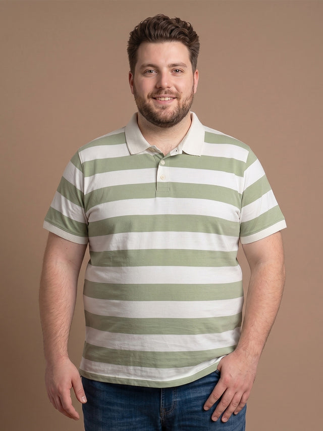 Men Plus Size Fence Multi Colorblock Polo