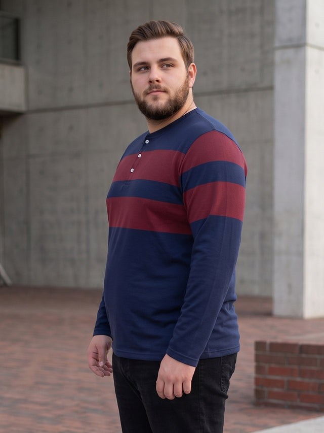 Men Plus Size Antonio Colorblock Henley Tshirt