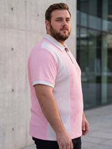 Men Plus Size Elora-Pink Pink Textured Polo T-Shirt