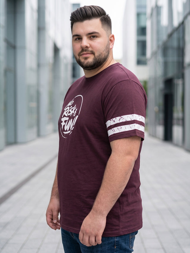 Men Plus Size Water Wine Printed Round Neck Tshirts