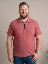 Men Plus Size Zinnia Pink Solid Polo