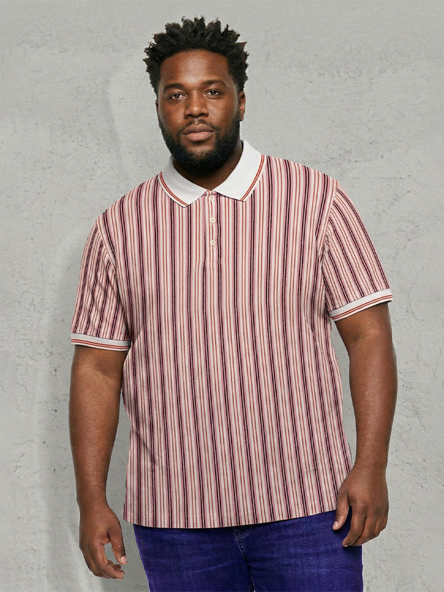 Men Plus Size Majesticline Multi Striped Polo