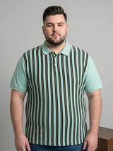 Men Plus Size Caramel Multi Striped Polo