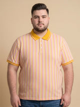 Men Plus Size Sweeto Multi Striped Polo