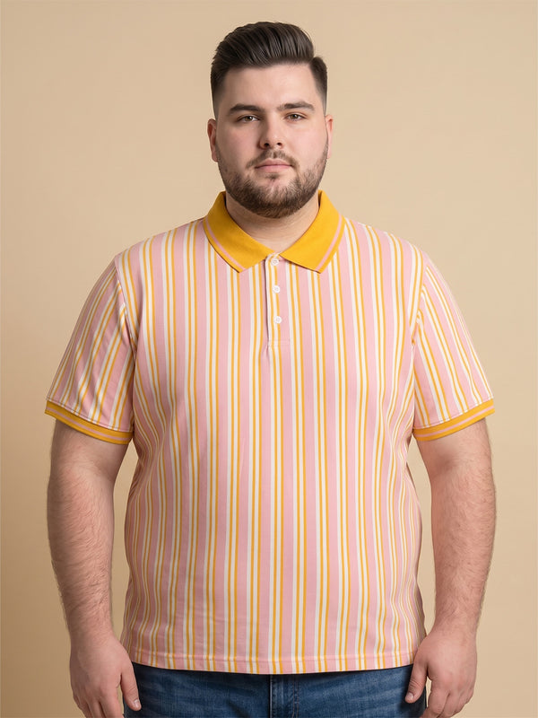Men Plus Size Sweeto Multi Striped Polo
