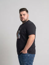 Men Plus Size Veritas Black Printed Round Neck