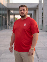Men Plus Size Hiddenmist-Red Solid Red Round Neck Tshirt