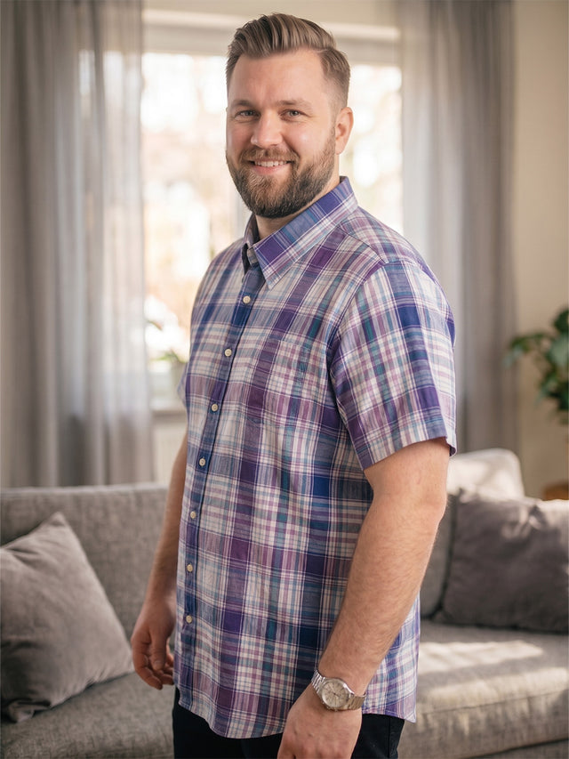 Men Plus Size Velmior Multi Check Shirts