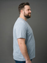 Men Plus Size Torvyn Blue Textured Round Neck