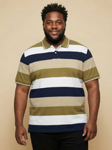 Men Plus Size Coluxe Multicolor Colorblock Polo Tshirt