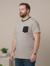 Men Plus Size Orvane White Striped Round Neck