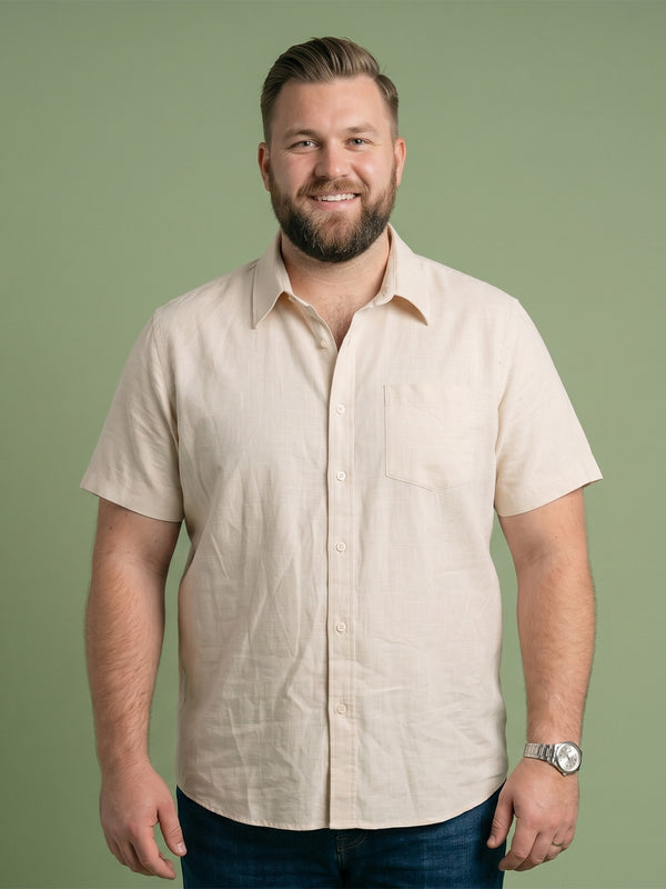 Men Plus Size Albion Off White Solid Shirts
