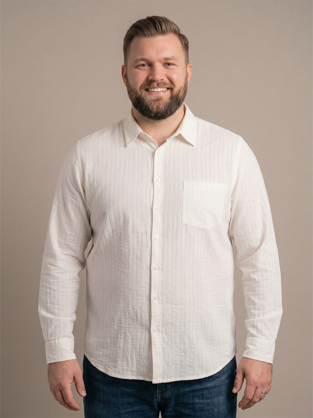 Men Plus Size Pearlescent White Solid Shirts