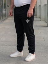 Men Plus Size Zorvilo Black Solid Trackpants