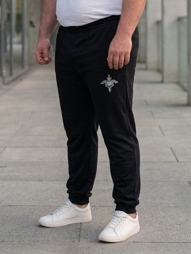 Men Plus Size Zorvilo Black Solid Trackpants