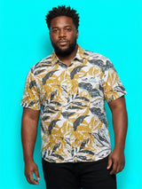 Men Plus Size Foliage Multicolor Printed Casual Shirt