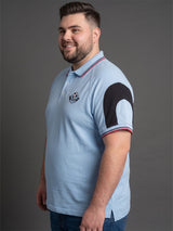 Men Plus Size Welkin Sky Blue Printed Polo