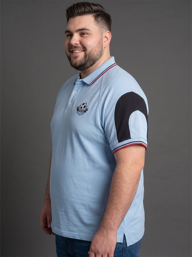 Men Plus Size Welkin Sky Blue Printed Polo