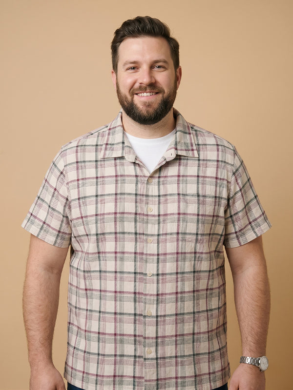 Men Plus Size Auburn Multi Check Shirts
