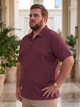 Men Plus Size Derion Maroon Textured Polo Tshirt