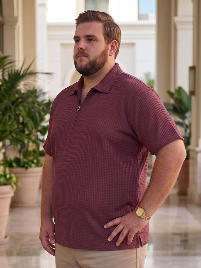 Men Plus Size Derion Maroon Textured Polo Tshirt