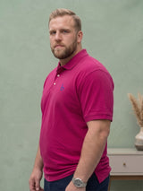 Men Plus Size Aura-Magenta Solid Polo