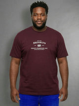 Men Plus Size Hipster Maroon Printed Round Neck Tshirt