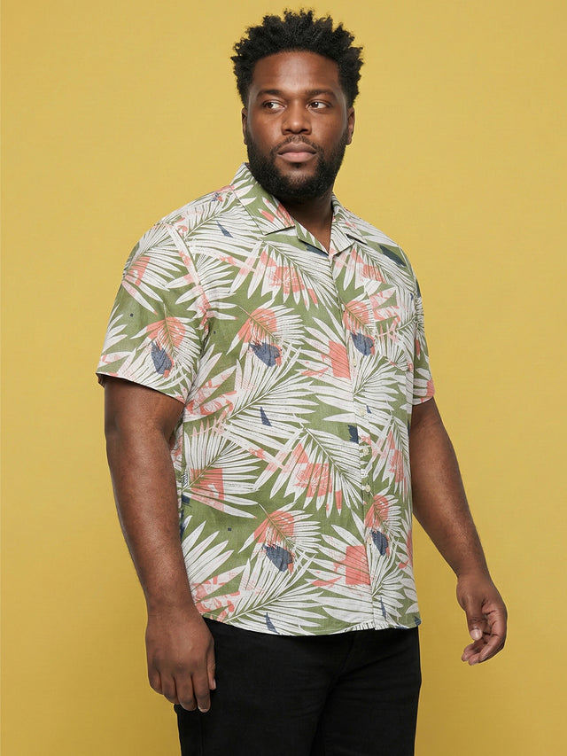 Men Plus Size Havana Multicolor Printed Casual Shirt