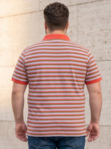 Men Plus Size Buttoned Multi Striped Polo