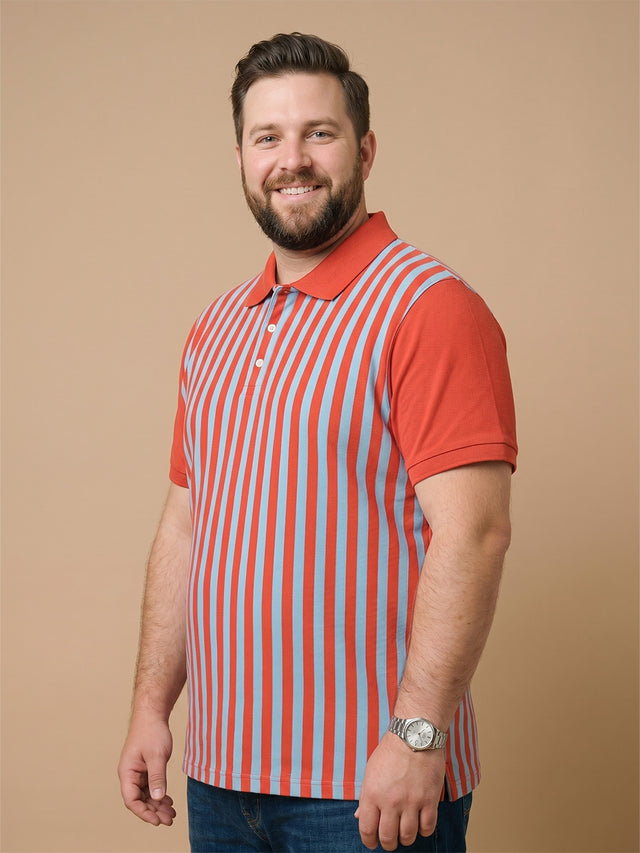 Men Plus Size Riviera Multi Striped Polo