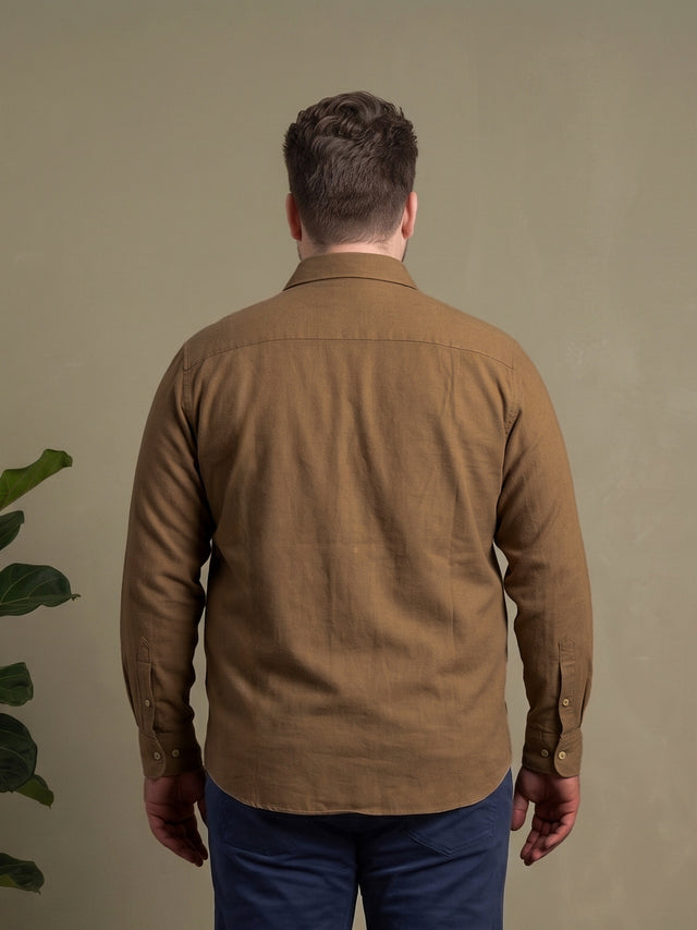 Men Plus Size Taverno Brown Solid Shirts