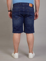 Men Plus Size Effusive Navy Blue Washed Shorts
