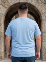 Men Plus Size Hiddenmist-Sky Blue Solid Sky Blue Round Neck Tshirt