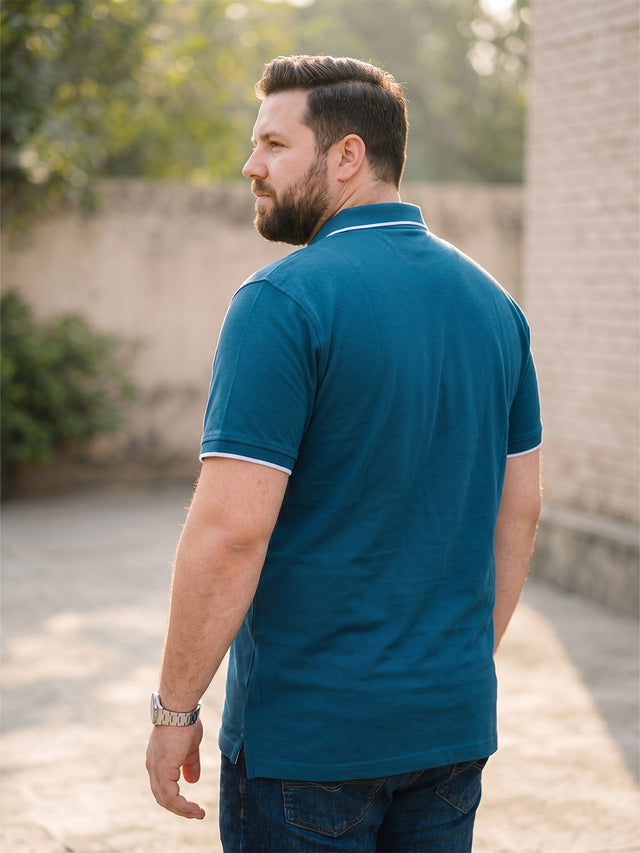 Men Plus Size Beast-Teal Teal Solid Polo