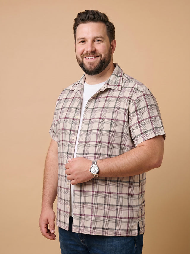 Men Plus Size Auburn Multi Check Shirts