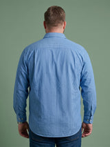 Men Plus Size Vornak Blue Striped Shirts