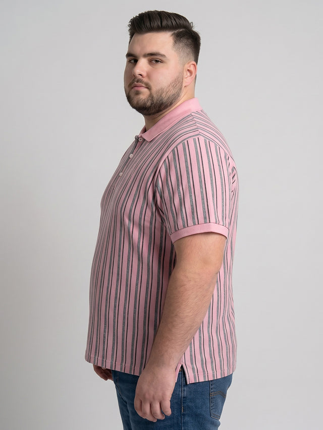 Men Plus Size Camellia Multi Striped Polo