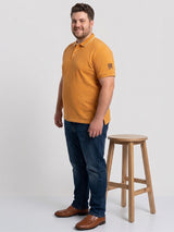 Men Plus Size Inscription Yellow Printed Polo