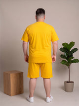 Men Plus Size Renegade Yellow Printed Co-Ords