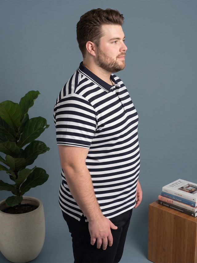 Men Plus Size Linear Multi Striped Polo