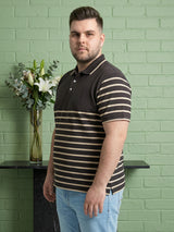 Men Plus Size Truffle Multi Striped Polo