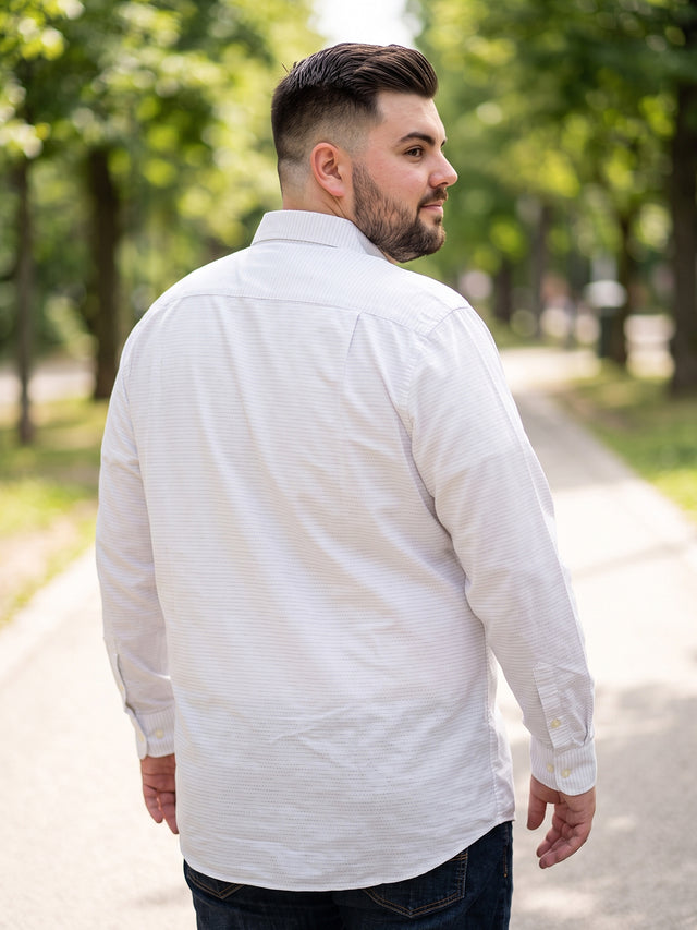 Men Plus Size Larla White Striped Shirts