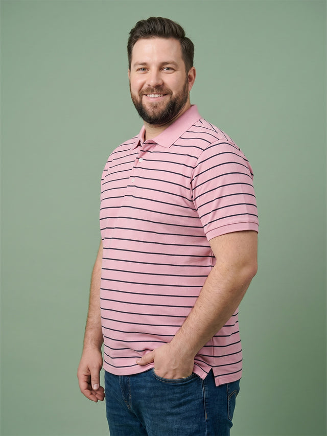 Men Plus Size Petaline Multi Striped Polo