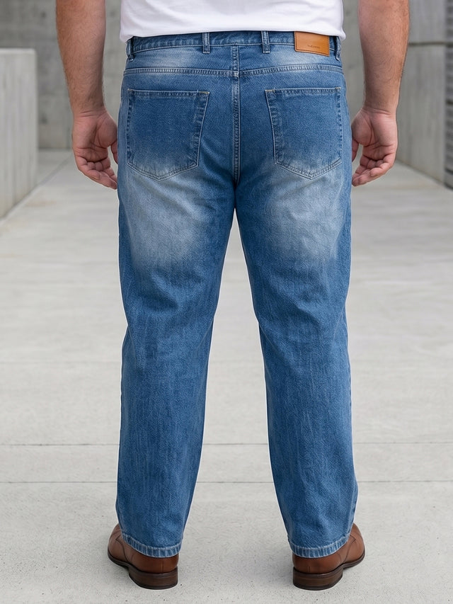 Men Plus Size Sawyer Navy Washed Jeans