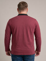 Men Plus Size Festoon Maroon Solid Henley